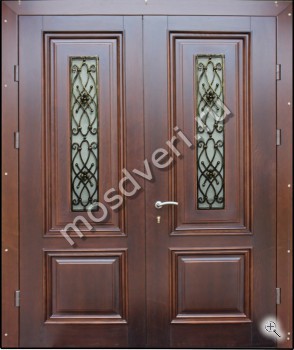 Эксклюзивная парадная двустворчатая дверь с отделкой МДФ - купить от производителя Мосдвери Эксклюзивная парадная двустворчатая дверь с отделкой МДФ